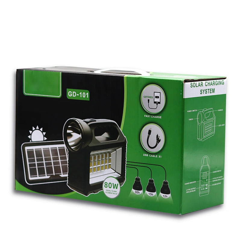 Portable USB Charging Solar Lighting System Kit Outdoor LED Lamp with 3 Bulbs Mobile Charging Camping Light