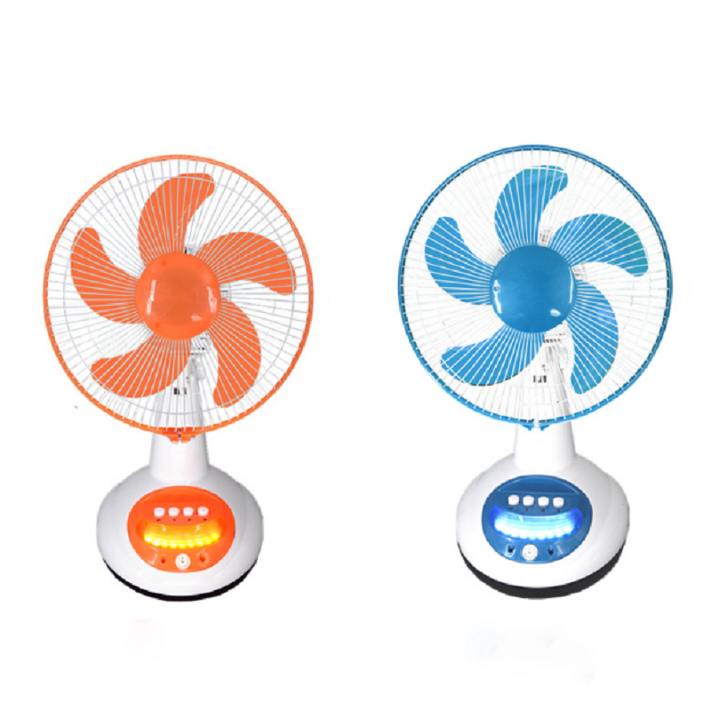 12 inch Solar Rechargeable Table Fan with AC/DC Double-duty 12V Input Voltage
