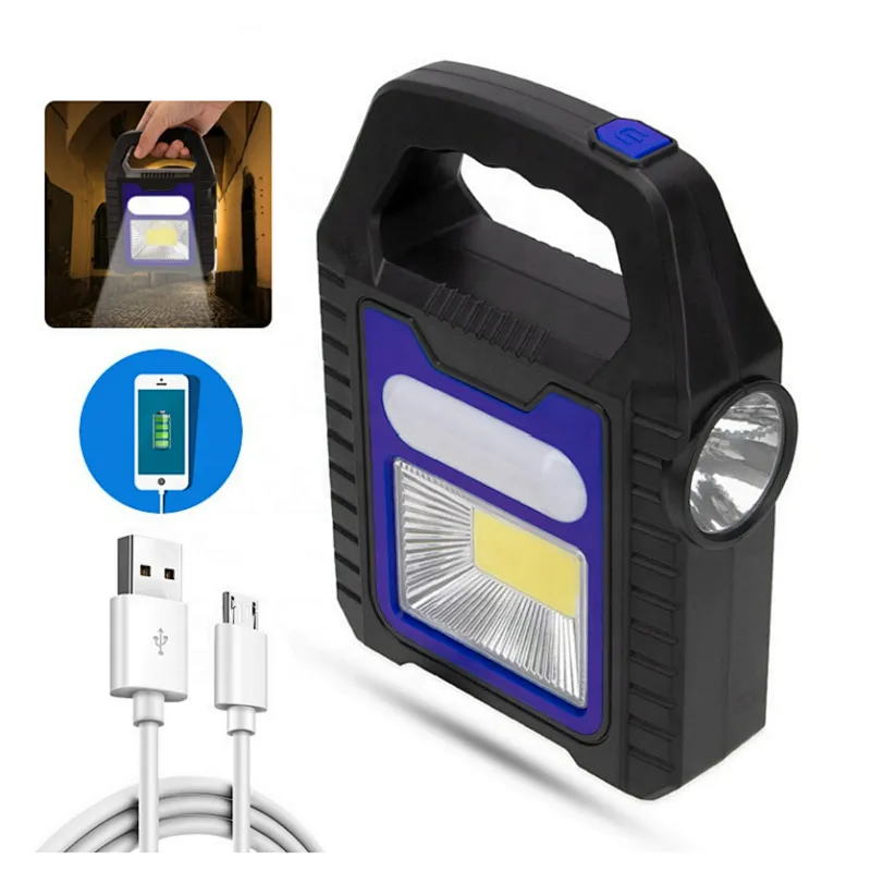 Solar portable 3 IN 1 USB charging Horse Flood Light LED Searchlight Flashlight Cob Portable Hiking Emergency  Camping Work Lamp