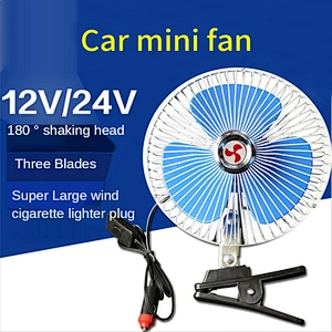 8 inch half-sealed stainless steel cigarette lighter plug portable 12v 24V  Air Cooling Car Air Fans for Aout