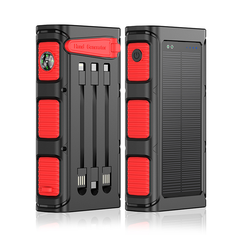 2022 New Solar Power Storage PD20W Fast Charger 30000mah Type-c Outdoor Waterproof Hand-cranked Emergency Generator With Light