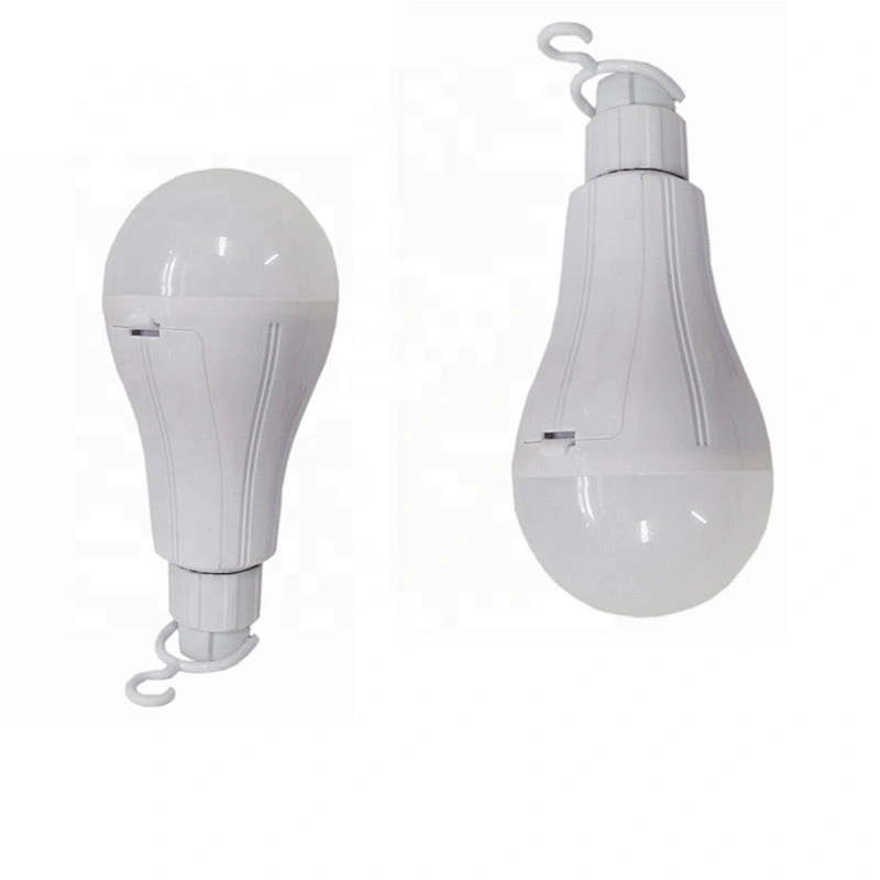Cheap 2835 SMD rechargeable waterproof 12 volt 9 watts B22 E27 plastic wireless led t bulb with strap hook in shenzhen china
