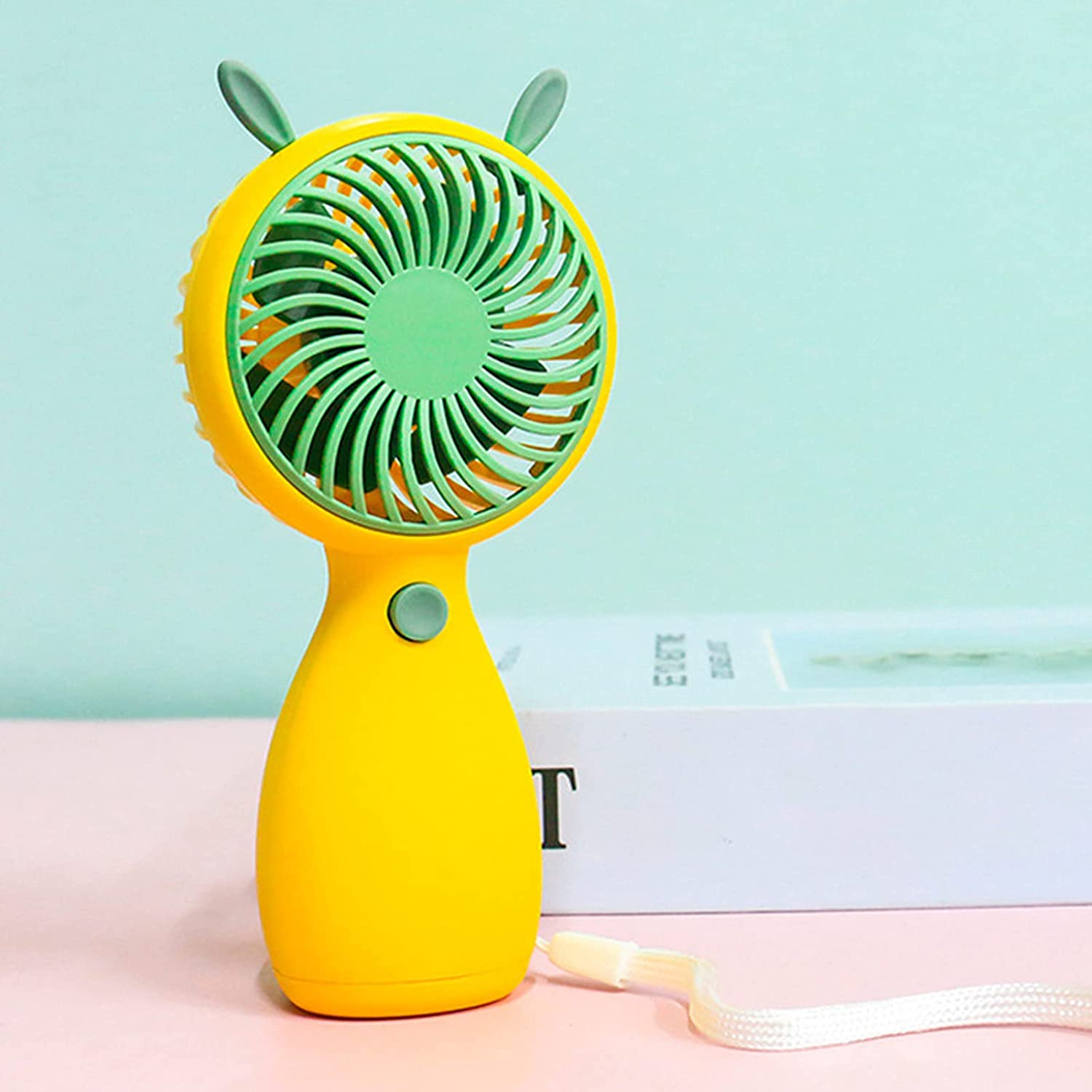 Rechargeable Small Personal Cute Rabbit Ears Handheld Portable Air Cooler Mini Fan USB Charging Summer Cooling Conditioner