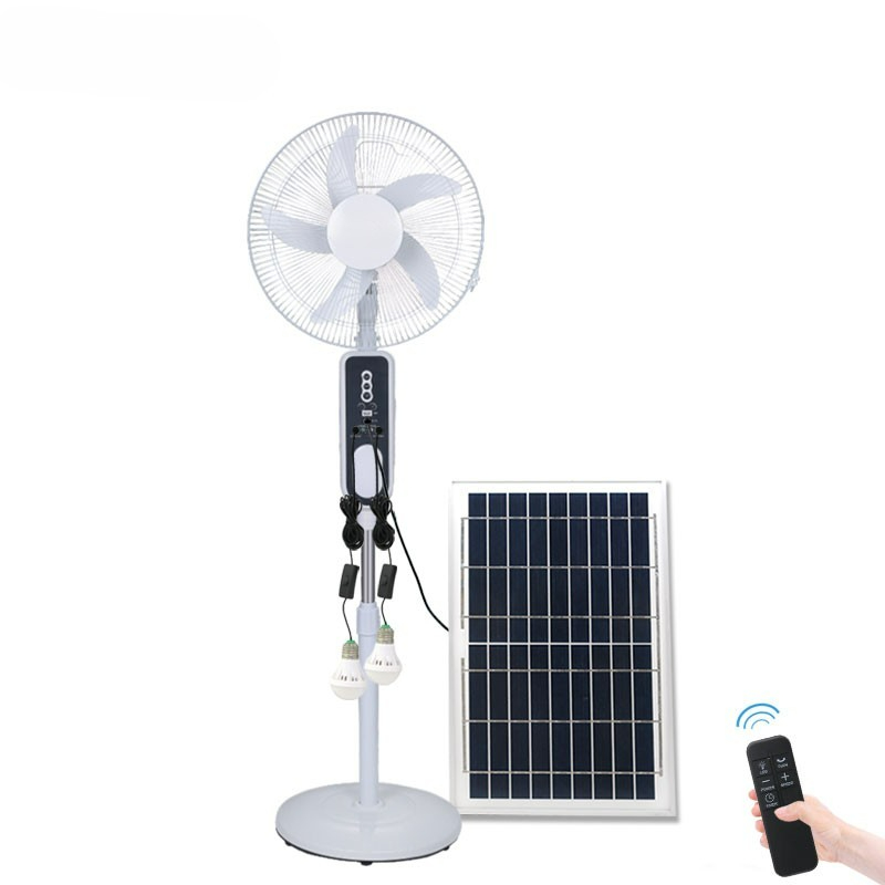 Air Cooling Appliance Electric Solar Rechargeable Battery Pedestal Stand Fan With USB Mobile Charge LED light