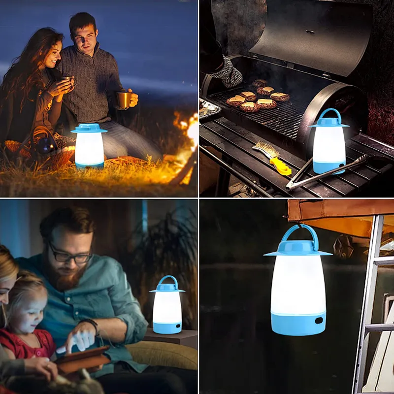 Plastic Mini LED Light Outdoor Tent Lamp Portable Collapsible Hanging Camping Lantern