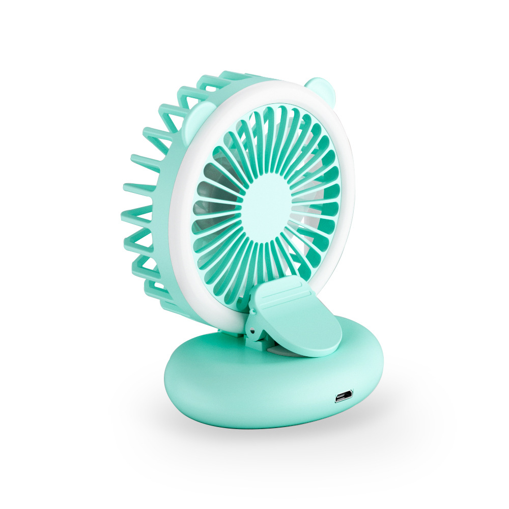 Mini Fill Light Fans Portable Hanging Neck Fan Silent USB Charging Air Cooling LED Light Clip-on Fan For Make Up