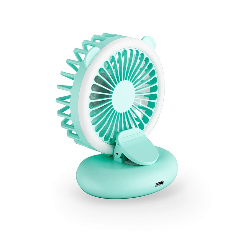 Mini Fill Light Fans Portable Hanging Neck Fan Silent USB Charging Air Cooling LED Light Clip-on Fan For Make Up