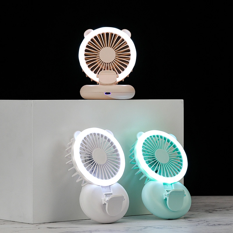 Mini with fill light fill light hand-held folding hanging neck fan usb charging