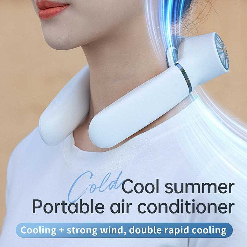 Wireless Portable Hanging Neck Fan Air Conditioner Hot and Cold Wind Wearable Neck Fans Rechargeable