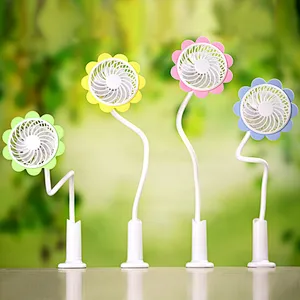 360 Degree Rotation Creative Sunflower Clip Fan USB Charging Mini Fan Work Study Bedside Desktop Fan