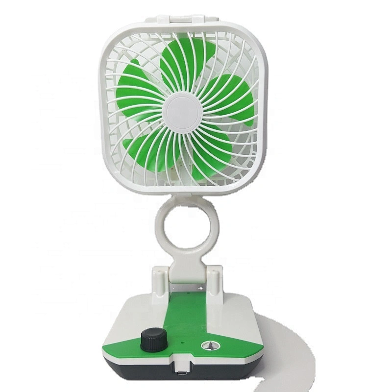 Cheap price recheargable folding portable dc motor 4V 2400mAh usb mini foldable desk fans with led bulb light
