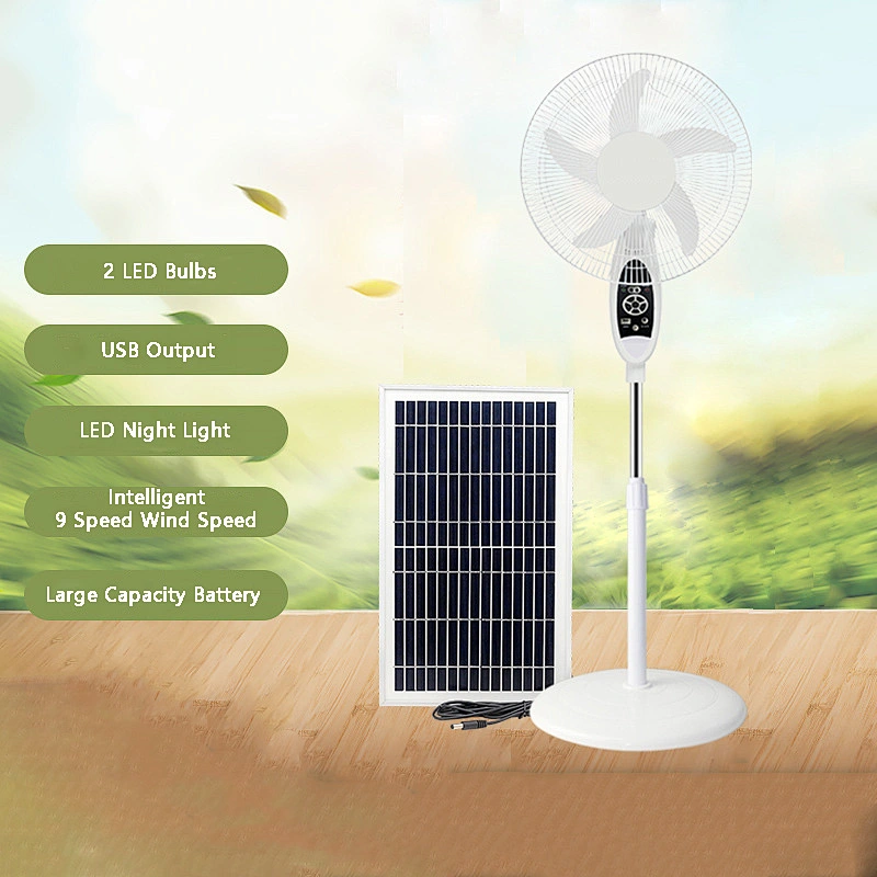 Home Pedestal 18 inch ac dc 12V solar power Rechargeable stand fan with remote control