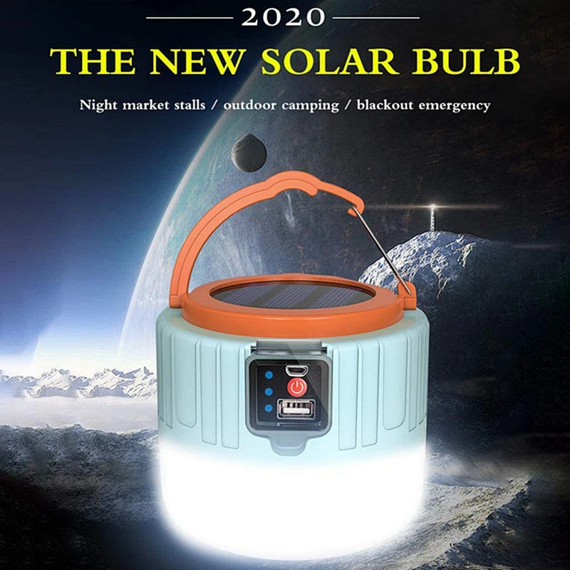 IP55 Solar Camping Light LED Rechargeable Camping Lantern Waterproof Emergency Camping Light Portable Light with Remote