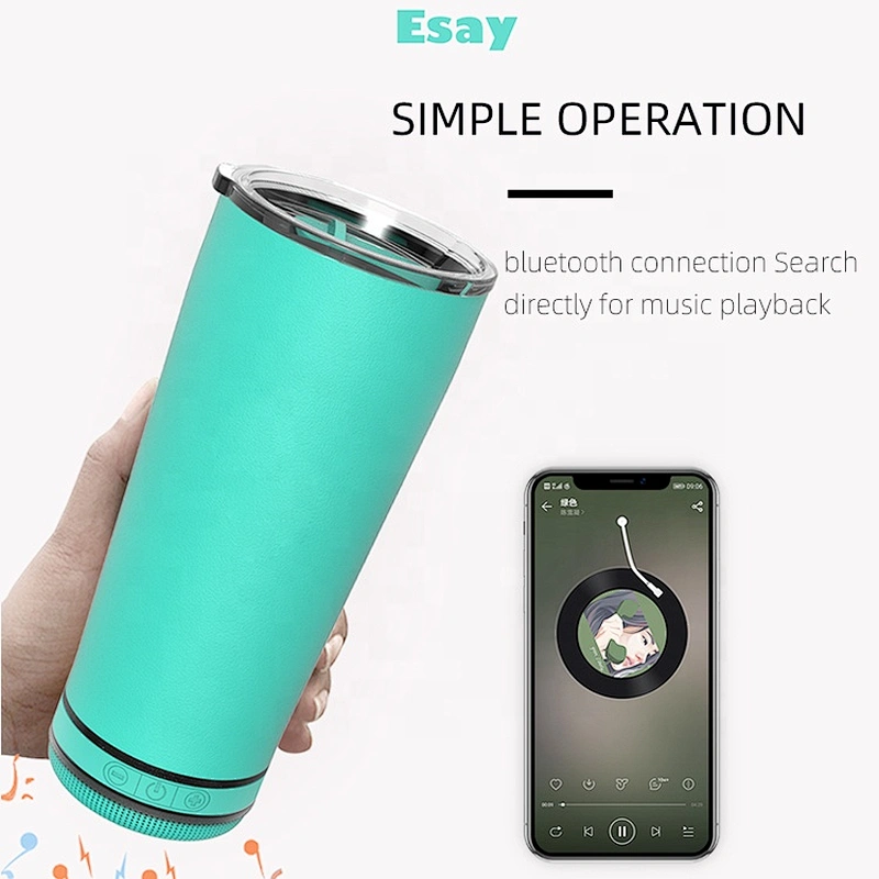 Wholesale smart outdoor mug blue tooth  2 in 1 insulated wireless bulk sublimation tumbler music speaker with cup water bottles