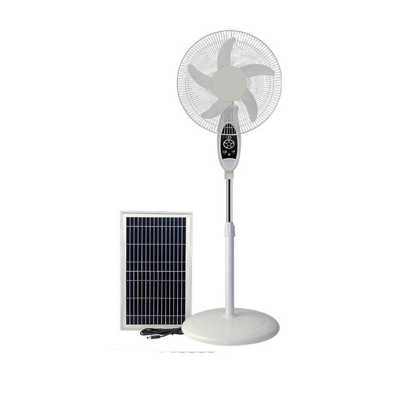 16 Inch Rechargeable Battery AC DC LED Solar Fan Rechargeable Battery Stand Fan with Remote Control and Solar Panel