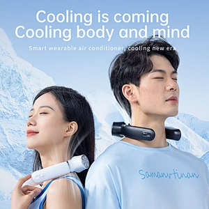 2023 Portable Outdoor Sports Wearable Fan Usb Rechargeable Mini Leafless hanging Neck Fan cooler fan with 4000mah battery