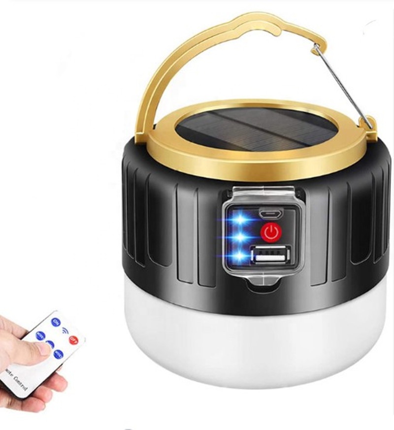 Solar LED Camping Lantern USB Rechargeable Light Bulb Tent Light Solar Bulb with power bank