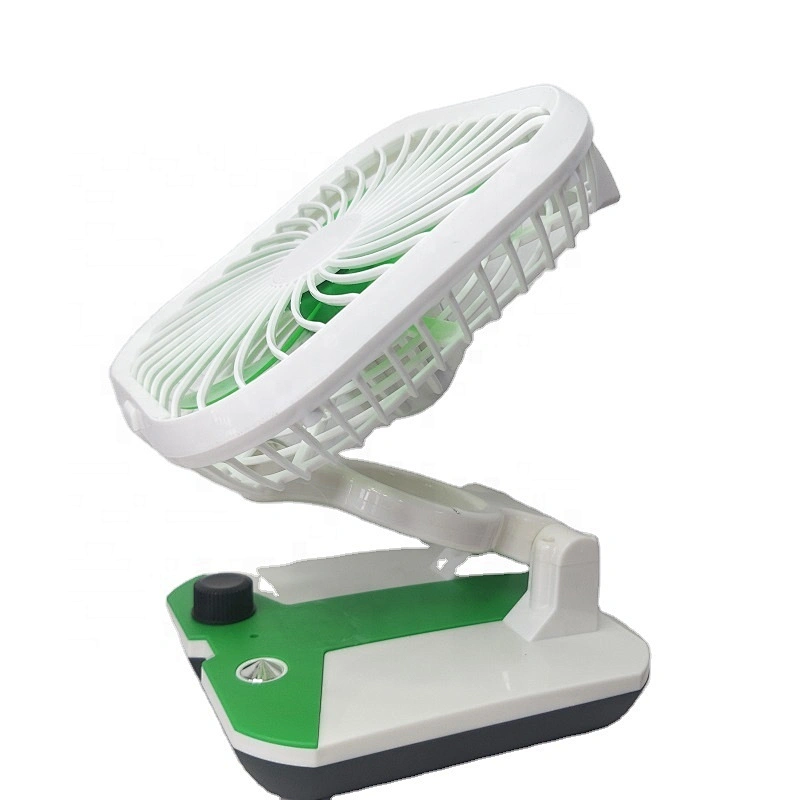 Cheap price recheargable folding portable dc motor 4V 2400mAh usb mini foldable desk fans with led bulb light