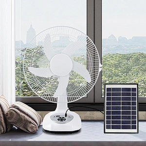 14 INCH 9 Speeds 6V Electric Charging AC/DC Solar Desk Fan With LED Light Rechargeable Table Fan