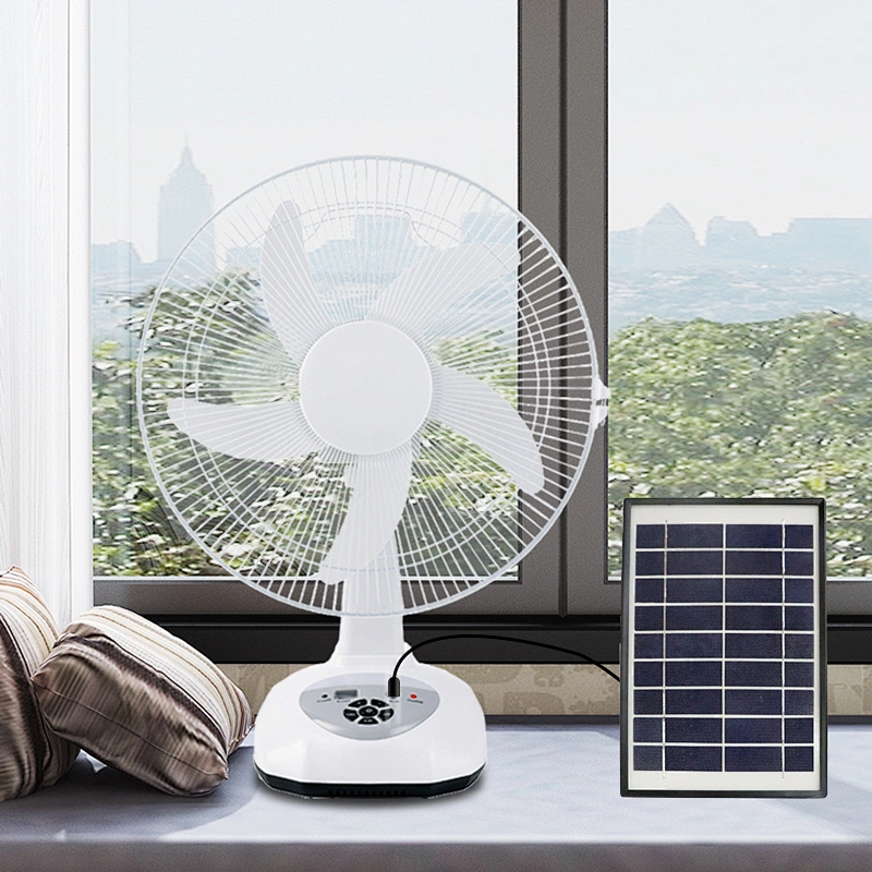 14 INCH 9 Speeds 6V Electric Charging AC/DC Solar Desk Fan With LED Light Rechargeable Table Fan