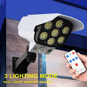 Factory Price Motion Sensor Security Dummy Simulation Monitoring Camera Solar Induction Garden 77 LED Wireless Electric Light