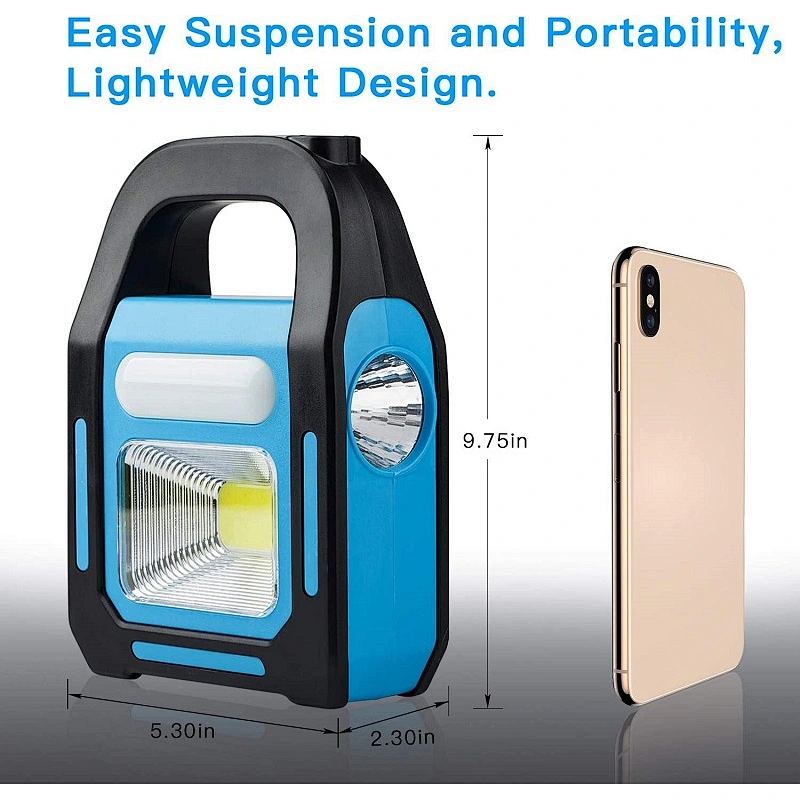 3 en 1 linterna de camping LED COB recargable por USB solar cargador para dispositivo linterna de emergencia impermeable