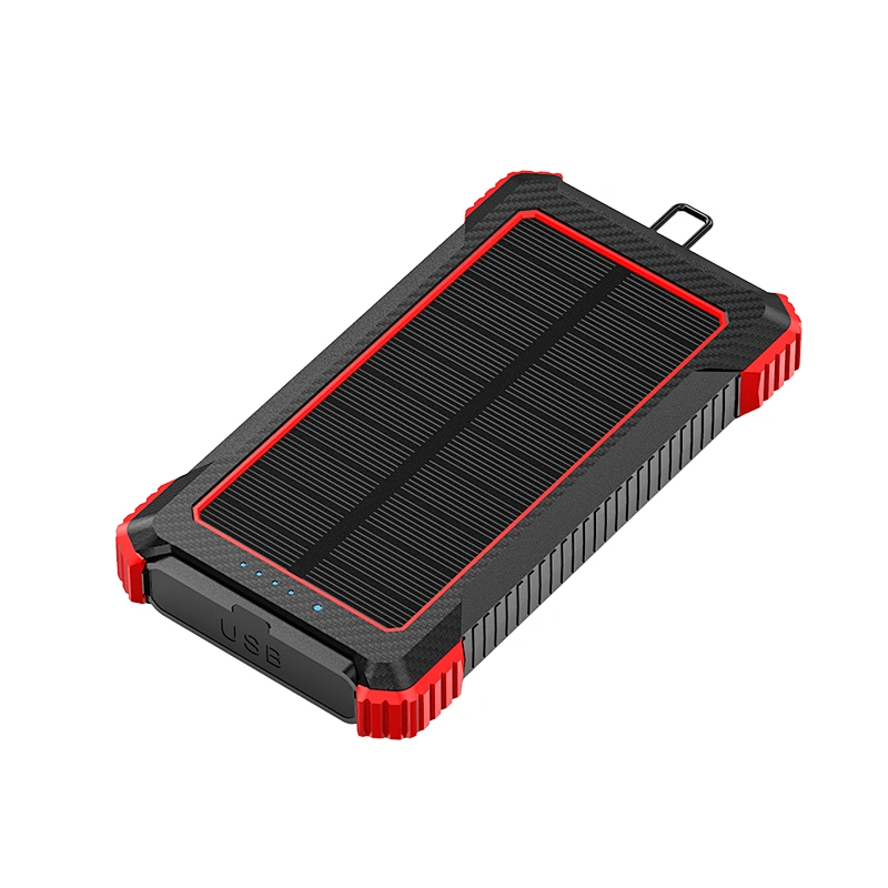 Custom cheap high quality small portable solar energy sharing camping emergency keychain power bank 10000mah with dual usb port