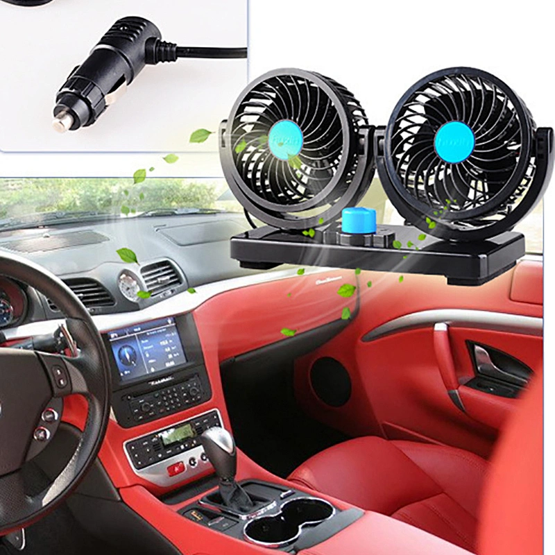 360 degree rotate refrigeration oscillating portable adjustable mini double headed cooling fan 12v 24v dc car fan for Auto Truck