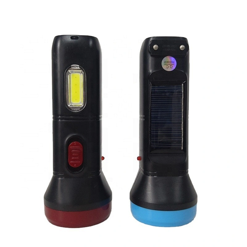 Custom high power mini solar panel rechargeable led torch flashlight small outdoor emergency light