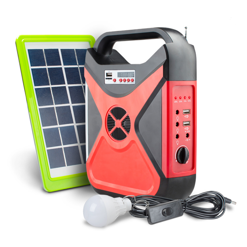 Rechargeable home energy lighting system kit solar lights indoor bulb set with radio and music with USB port