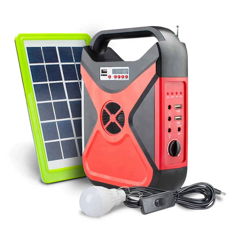 Rechargeable home energy lighting system kit solar lights indoor bulb set with radio and music with USB port