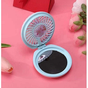 New design beauty lamp USB rechargeable mini portable Personal Used handheld makeup mirror pocket fan with Adjustable LED lamp