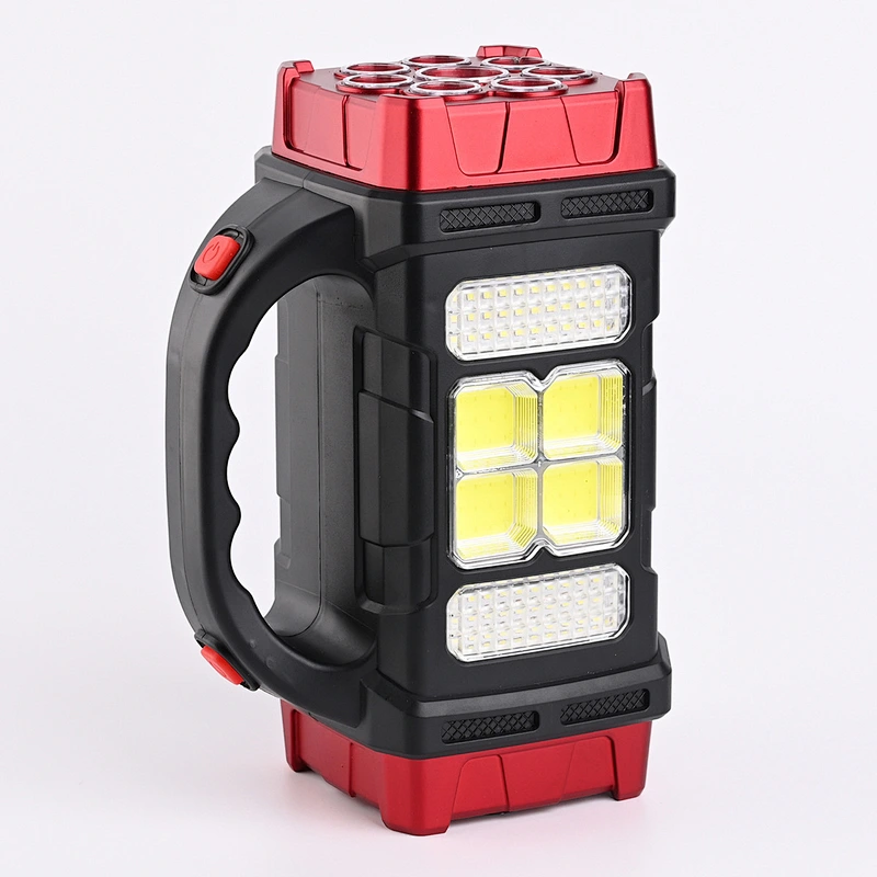 Solar powered Lamp Rechargeable Flashlight with USB Charging Twin Bulb LED & COB for Camping Outdoor