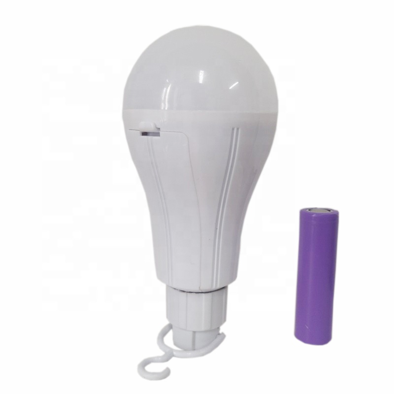 Cheap 2835 SMD rechargeable waterproof 12 volt 9 watts B22 E27 plastic wireless led t bulb with strap hook in shenzhen china