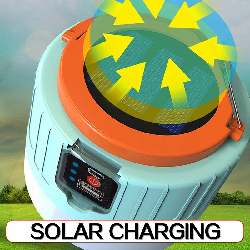 Portable Lanterns Emergency Lights 1000 Watts Solar LED Camping Light USB Rechargeable Bulb For Outdoor Tent Lamp For BBQ Hiking