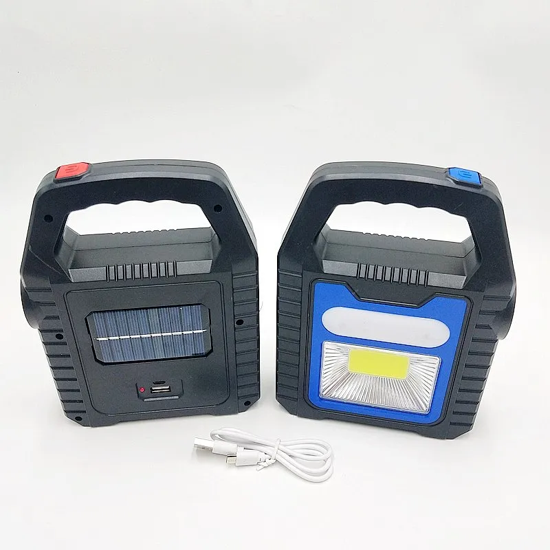 Solar portable 3 IN 1 USB charging Horse Flood Light LED Searchlight Flashlight Cob Portable Hiking Emergency  Camping Work Lamp