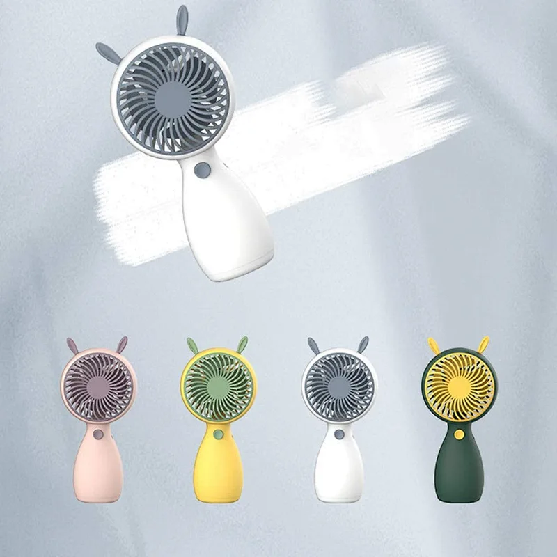 Rechargeable Small Personal Cute Rabbit Ears Handheld Portable Air Cooler Mini Fan USB Charging Summer Cooling Conditioner