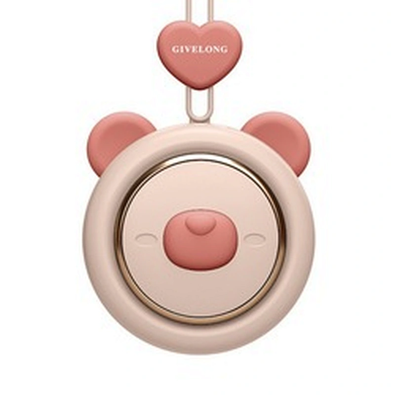 Piglet Fan Air Cooler Mini Portable Rechargeable summer baby handheld leafles Hanging Neck Fan for children