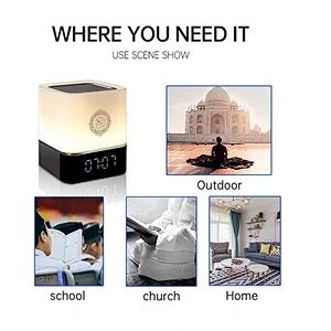 App control night light muslim quran digital player MP3 MP4 download touch lamp mini pillow kids quran speaker light leaves one