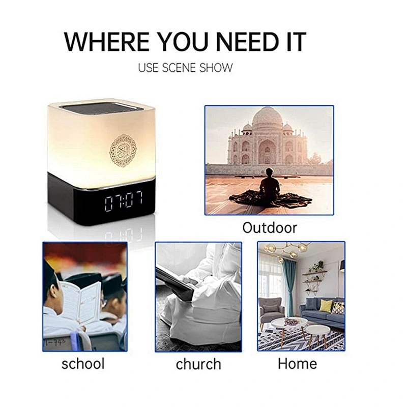 App control night light muslim quran digital player MP3 MP4 download touch lamp mini pillow kids quran speaker light leaves one