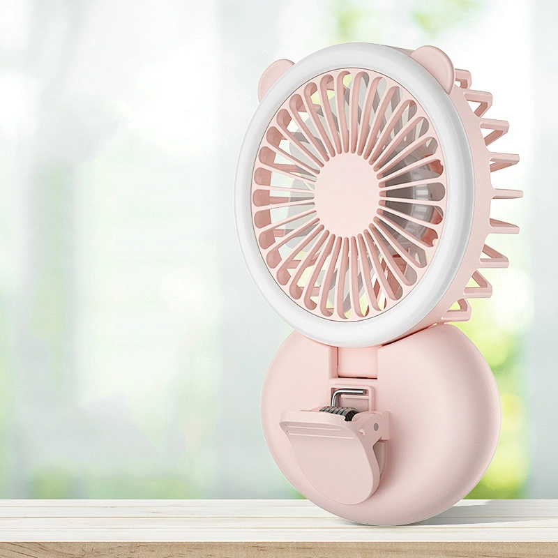 Neon-Glo Round Plastic Portatiles Ventilador Wireless Desk Cooling Foldable Hand Held The Electric Usb Mini Fan With Light