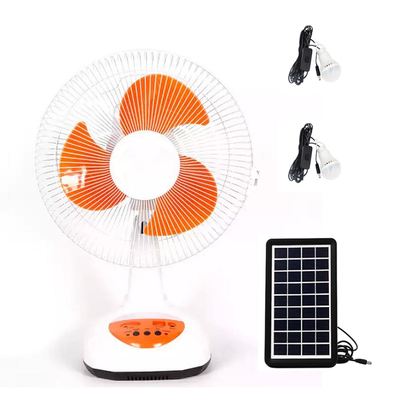 14 INCH 9 Speeds 6V Electric Charging AC/DC Solar Desk Fan With LED Light Rechargeable Table Fan