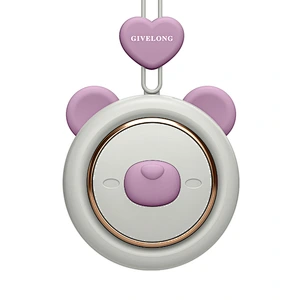 Piglet Fan Air Cooler Mini Portable Rechargeable summer baby handheld leafles Hanging Neck Fan for children