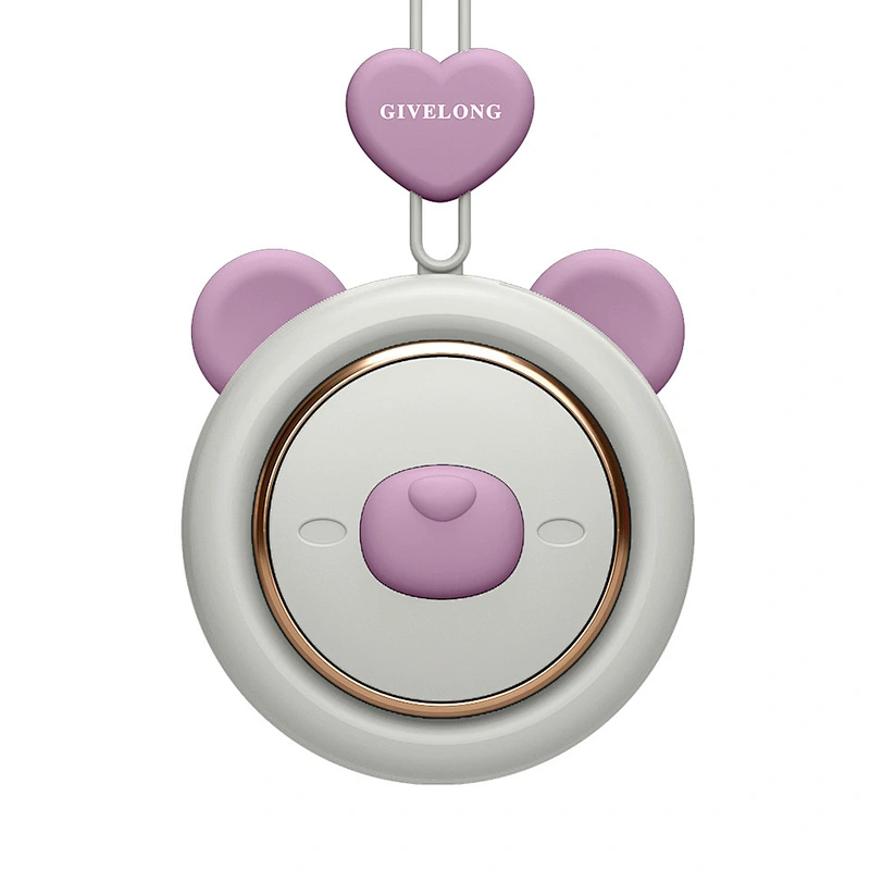 Piglet Fan Air Cooler Mini Portable Rechargeable summer baby handheld leafles Hanging Neck Fan for children