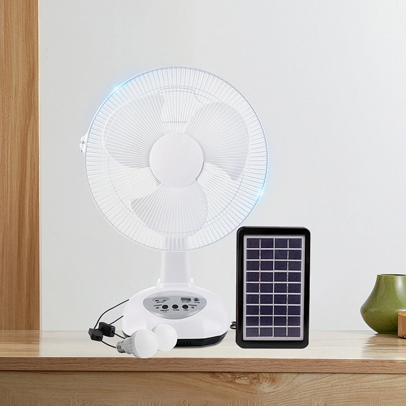 AC/DC Operation Metal Grill 12 Inches 3 Blades Rechargeable Home Solar Fans Rechargeable Electric Fan