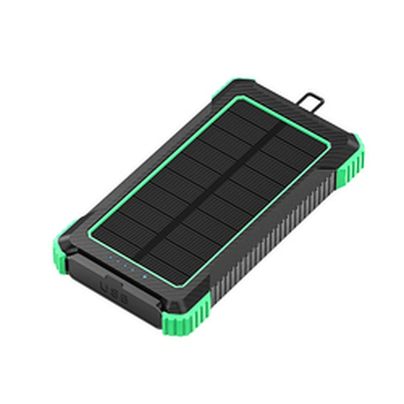 Custom cheap high quality small portable solar energy sharing camping emergency keychain power bank 10000mah with dual usb port
