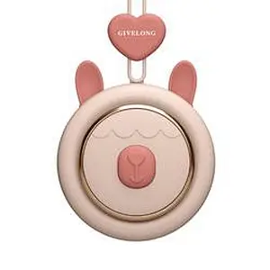 Cartoon Cute Pet Leafless Hanging Neck Fan Usb Charging Lanyard Fan Outdoor Indoor Mini Fan