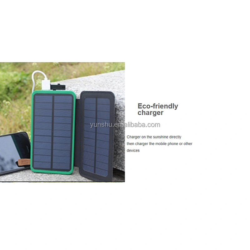 Portable cute folding charger travel powerbank led solar cell pack super capacitor mobile phone power bank with sos light