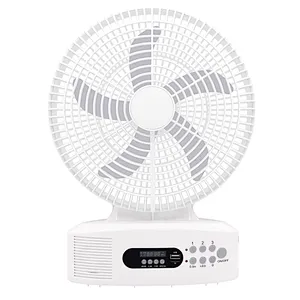 5 blades AC DC 12 inch solar powered table fan Music player LED lamp function Battery solar fan rechargeable
