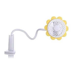 360 Degree Rotation Creative Sunflower Clip Fan USB Charging Mini Fan Work Study Bedside Desktop Fan